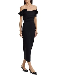 Yiana Off-The-Shoulder Midi-Dress