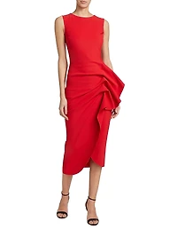 Wang Ruffle Cocktail Midi-Dress