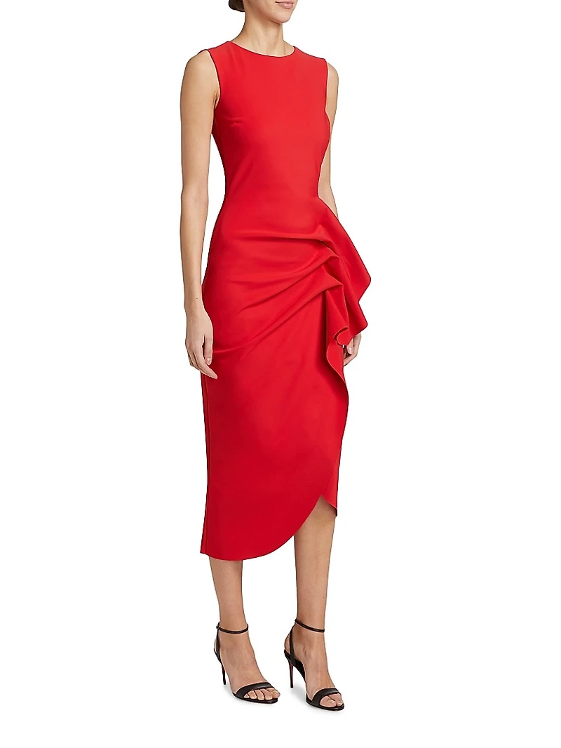 Wang Ruffle Cocktail Midi-Dress