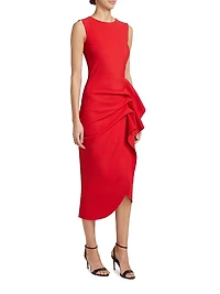Wang Ruffle Cocktail Midi-Dress