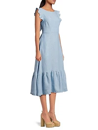 Rosa Linen Tie-Back Midi-Dress
