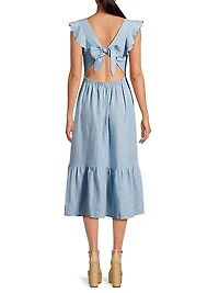 Rosa Linen Tie-Back Midi-Dress