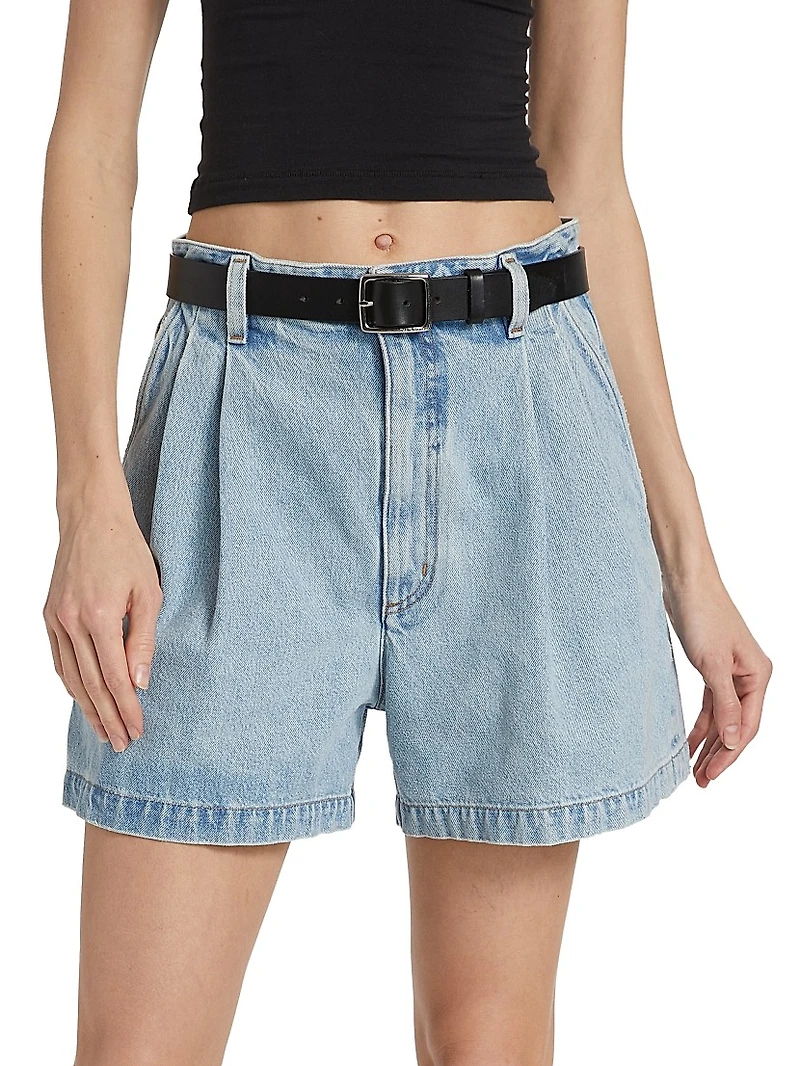 Becker Pleated Denim Shorts