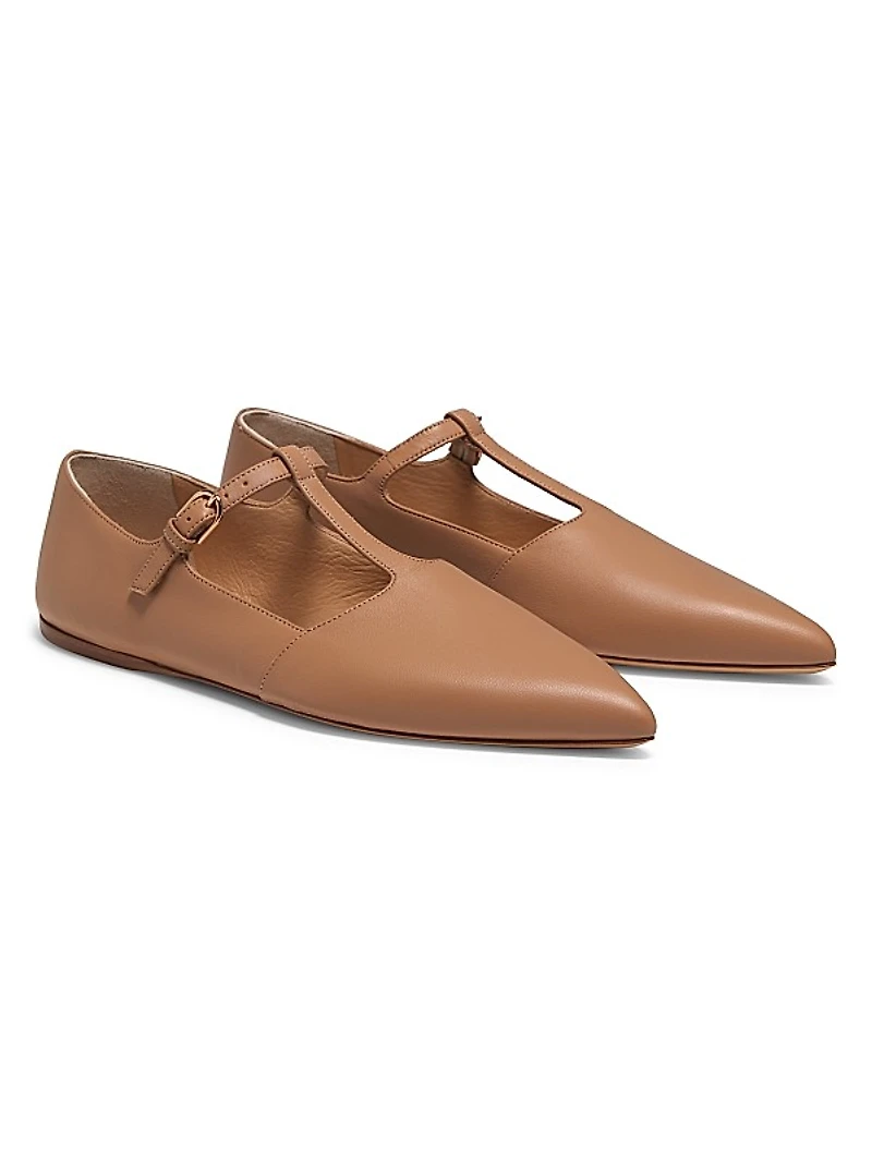 Lola Leather T-Strap Ballerina Flats