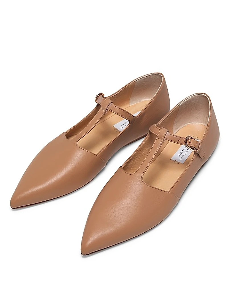 Lola Leather T-Strap Ballerina Flats
