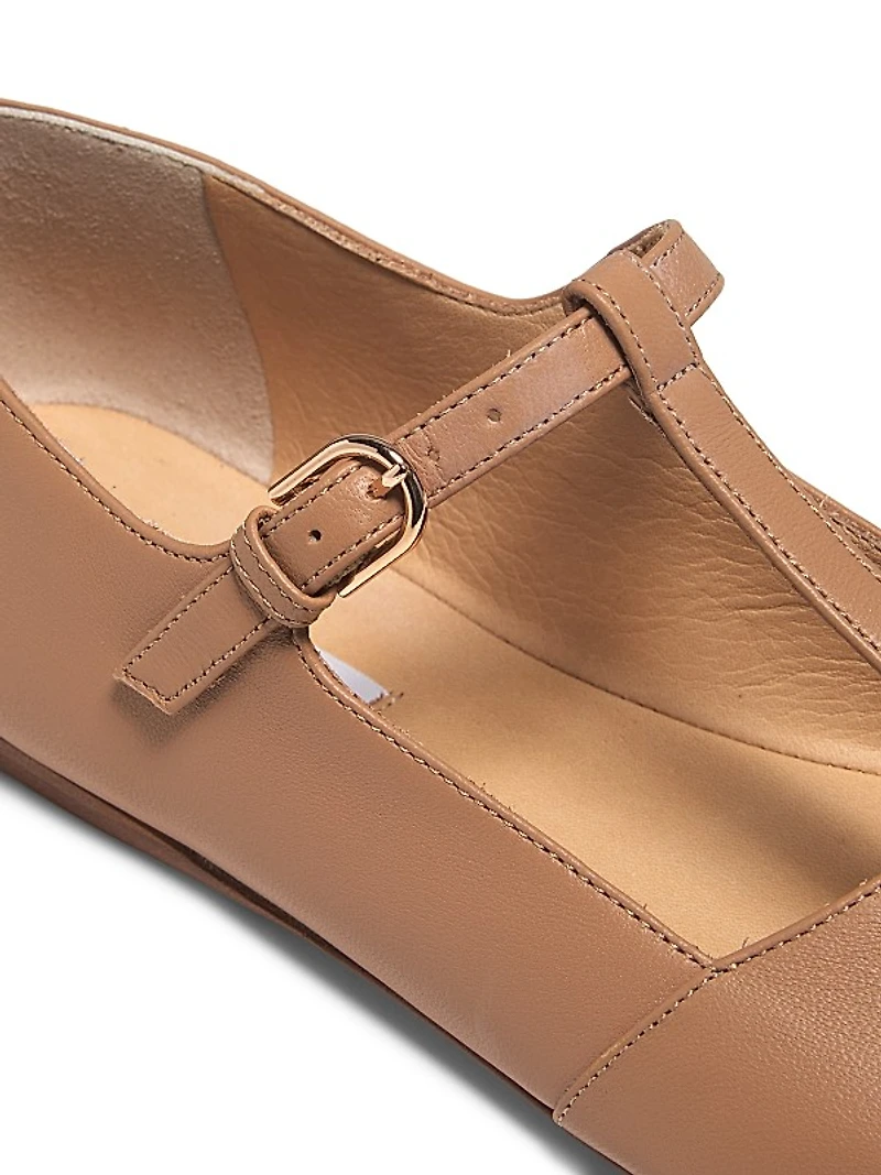 Lola Leather T-Strap Ballerina Flats