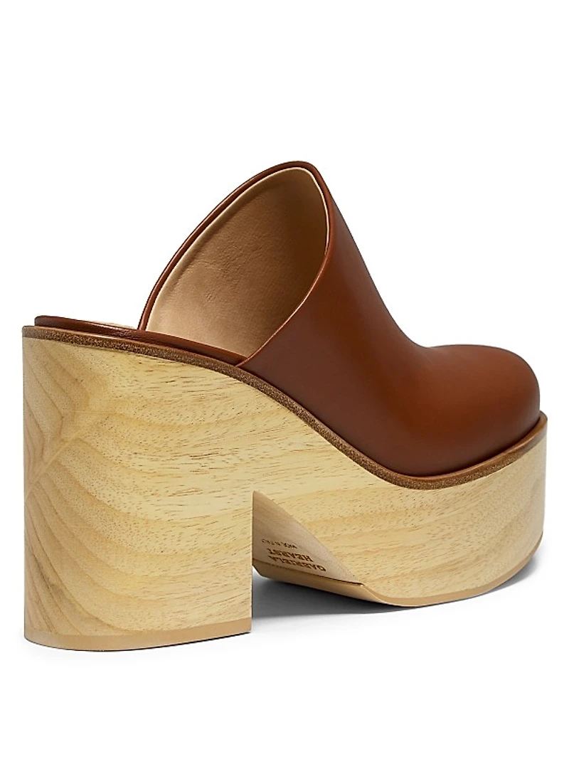 Blake Wooden-Heel Leather Mules