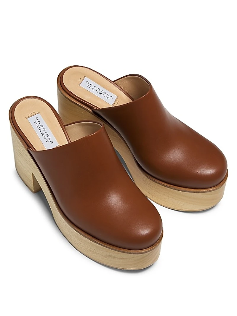 Blake Wooden-Heel Leather Mules