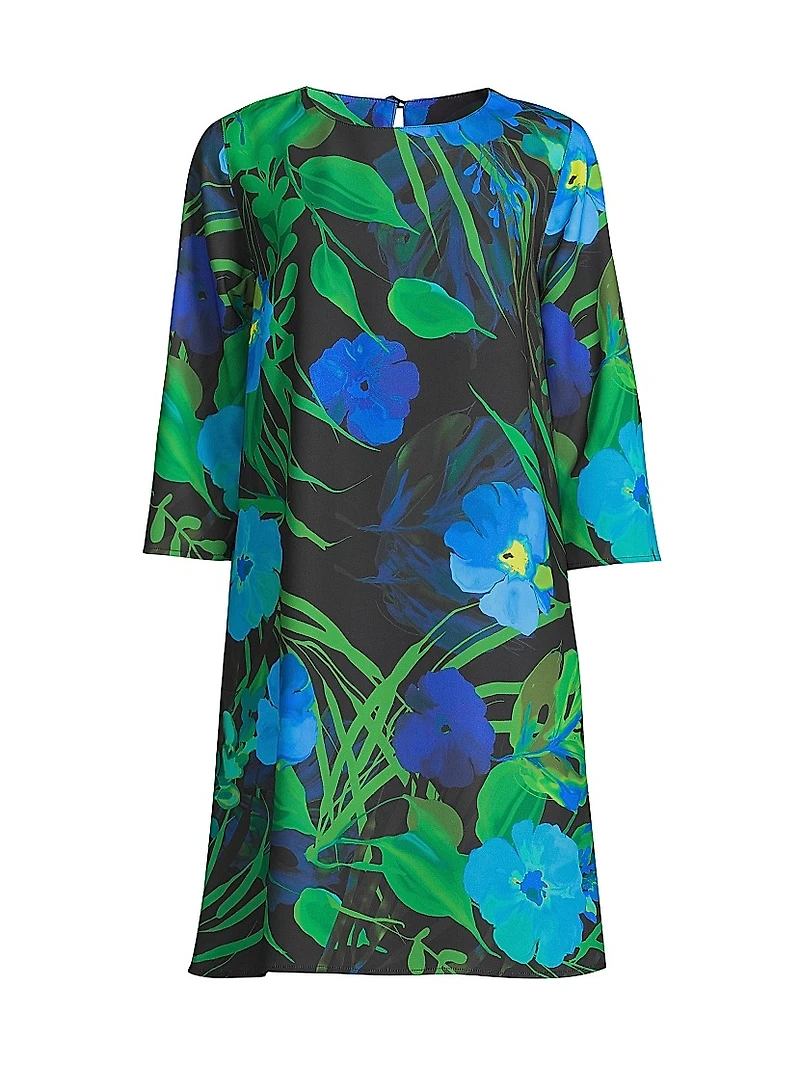 Plus Size Garden Walk Printed Crepe Dress