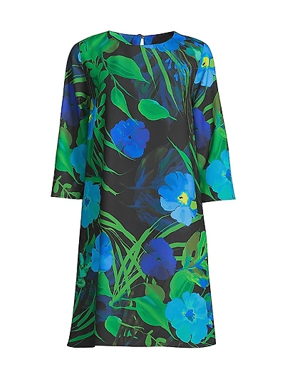 Plus Size Garden Walk Printed Crepe Dress