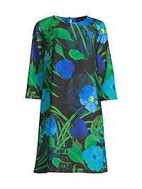 Plus Size Garden Walk Printed Crepe Dress
