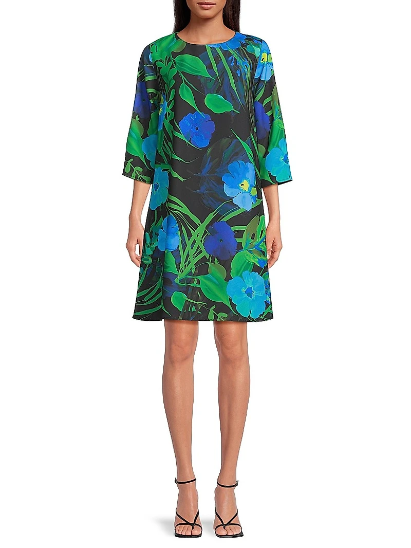 Plus Size Garden Walk Printed Crepe Dress