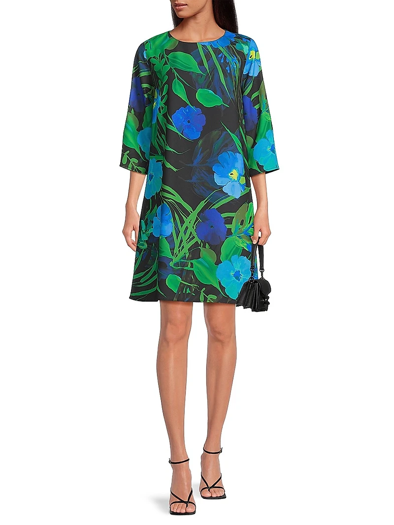 Plus Size Garden Walk Printed Crepe Dress