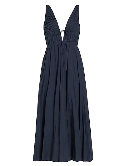 Stephanie Cotton-Blend Sleeveless Midi-Dress