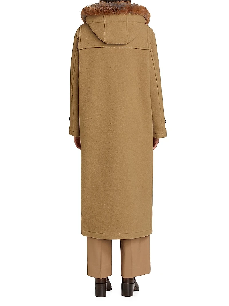 Faux Fur Trim Wool Duffle Coat