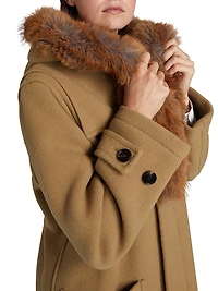 Faux Fur Trim Wool Duffle Coat