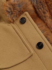Faux Fur Trim Wool Duffle Coat