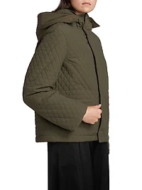 Relaxed Diamond-Quilt Faux-Fur-Trim Jacket