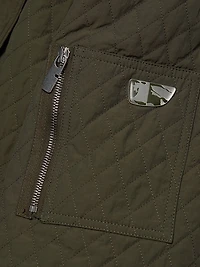 Relaxed Diamond-Quilt Faux-Fur-Trim Jacket