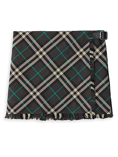 Check Pleated Wrap Miniskirt