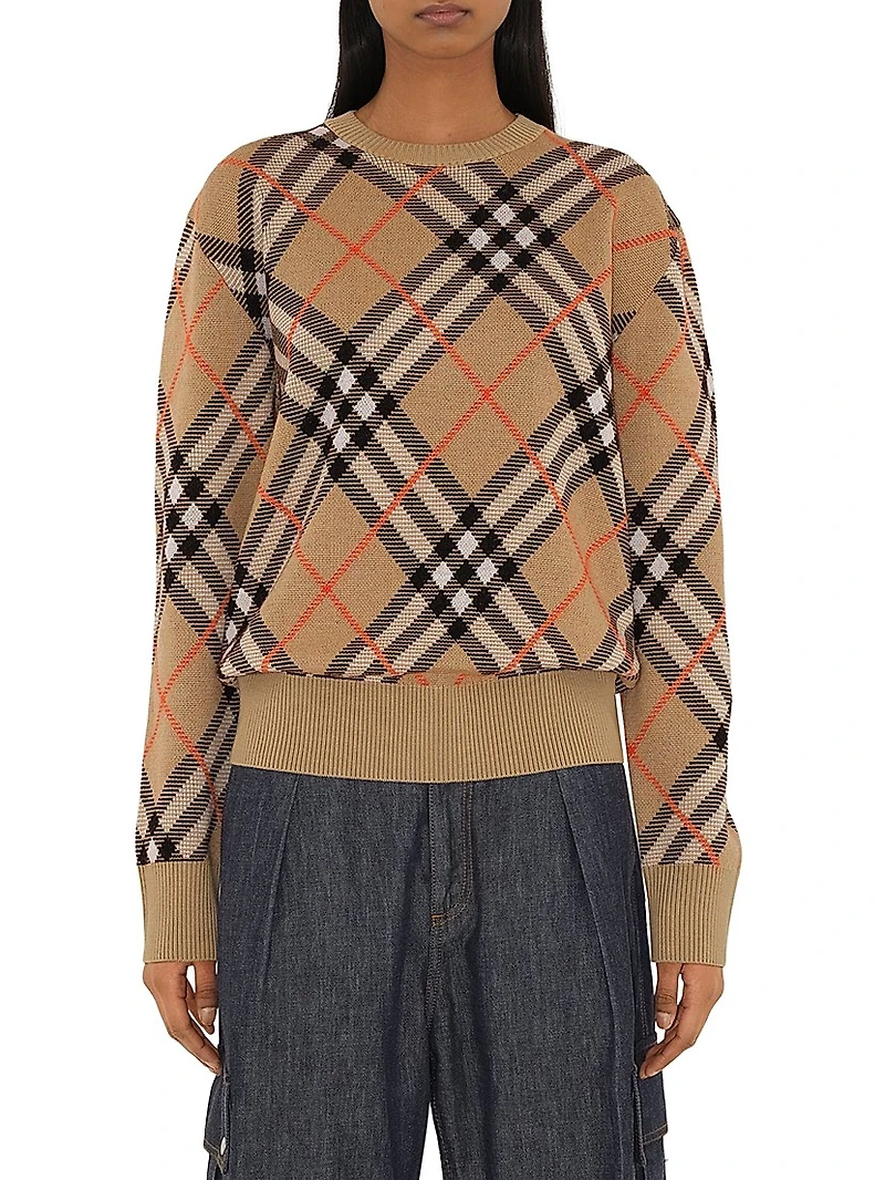 Check Wool-Blend Sweater