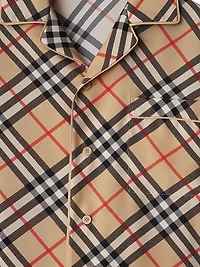 Check Silk Long-Sleeve Blouse