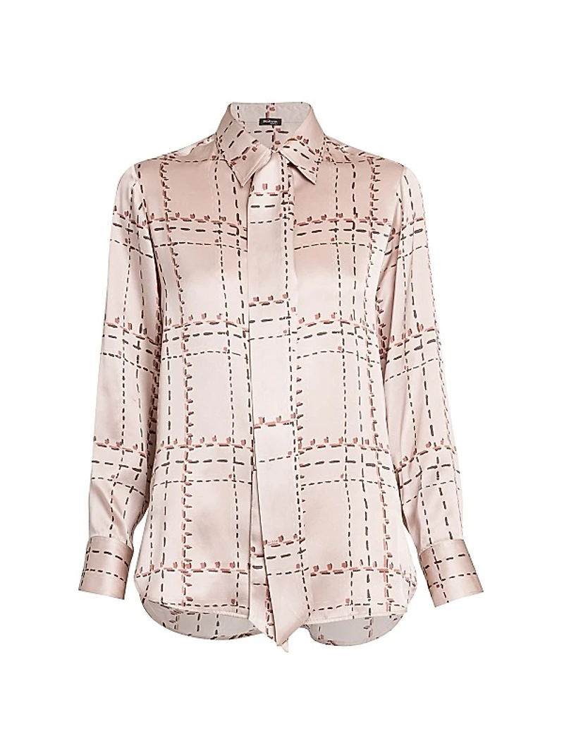 Geometric Silk Tie Shirt