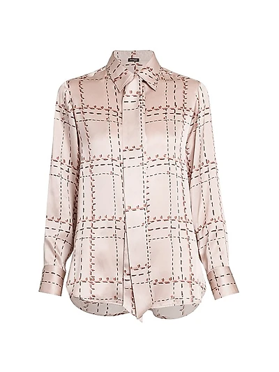 Geometric Silk Tie Shirt