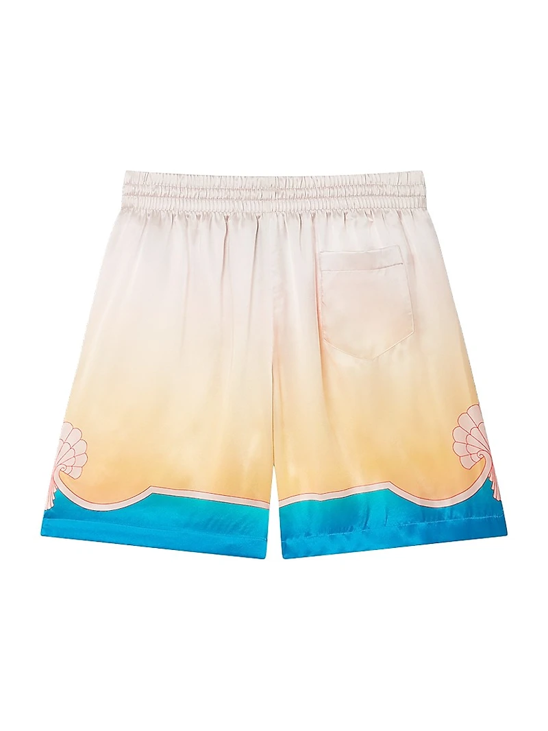 Abstract Silk Drawstring Shorts