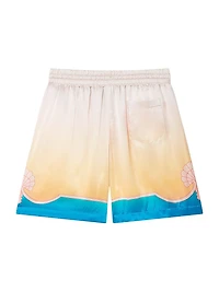 Abstract Silk Drawstring Shorts
