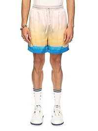Abstract Silk Drawstring Shorts