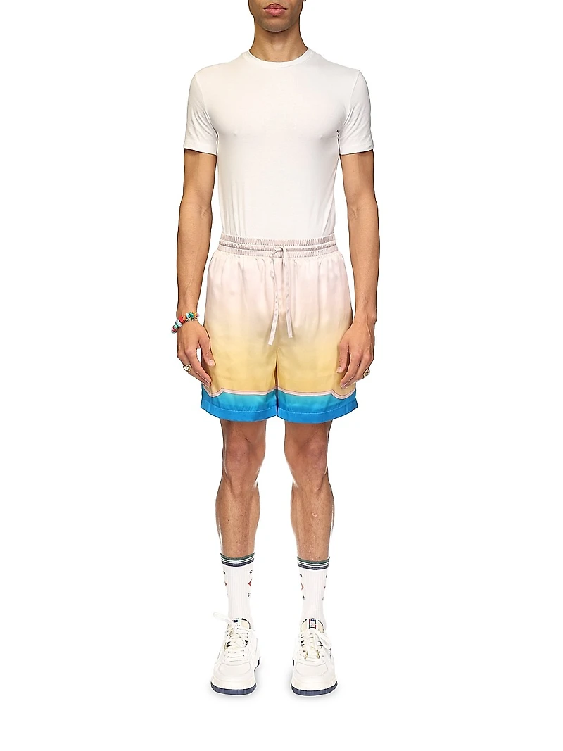 Abstract Silk Drawstring Shorts