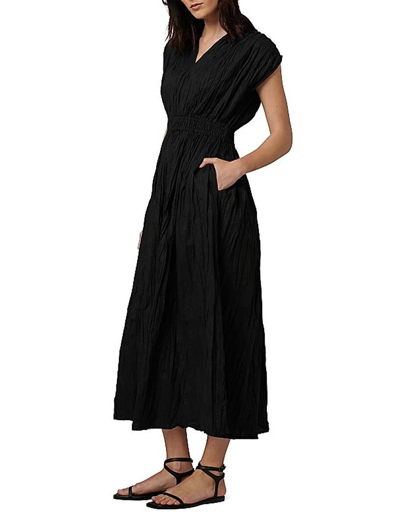 Lania Crinkled Cotton Midi-Dress