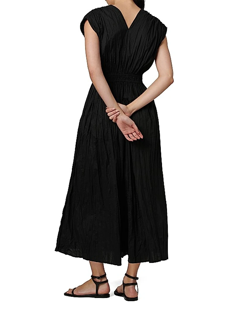 Lania Crinkled Cotton Midi-Dress