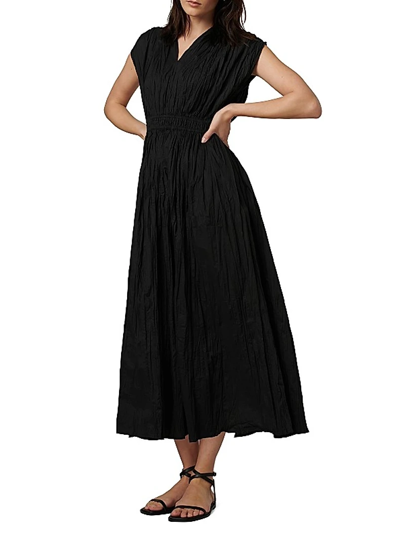 Lania Crinkled Cotton Midi-Dress