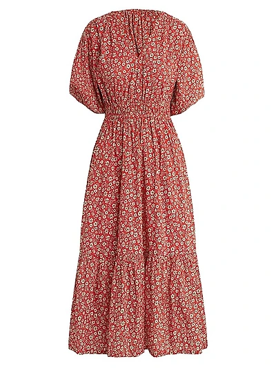Lindsey Floral Puff-Sleeve Midi-Dress