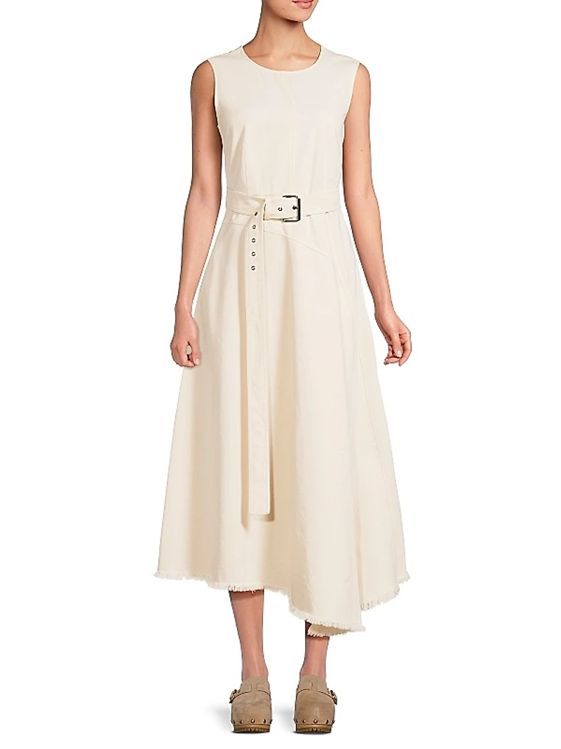Durata Cotton Belted Fit-&-Flare Dress
