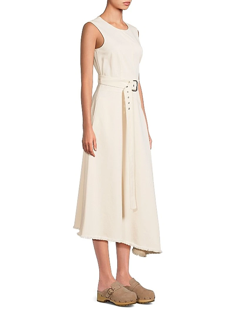 Durata Cotton Belted Fit-&-Flare Dress