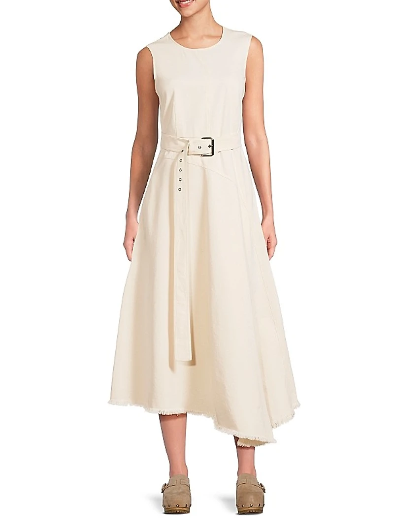 Durata Cotton Belted Fit-&-Flare Dress