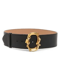 Leather Snake Buckle Wide Belt