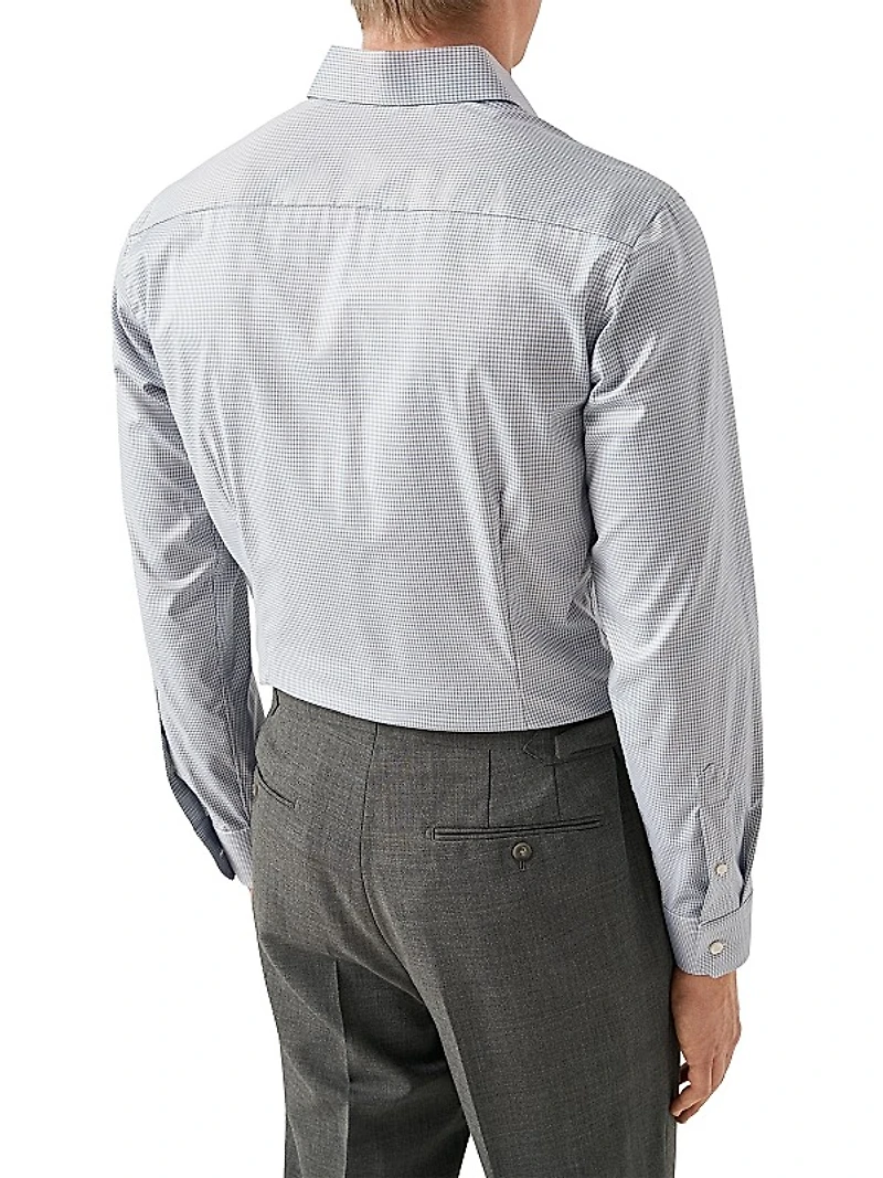 Slim Fit Micro-Check Cotton-Blend Shirt