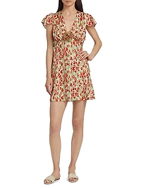 Kelsea Tulip Print Silk-Blend Minidress