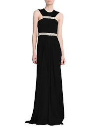 Jersey Crystal-Embellished Sleeveless Gown