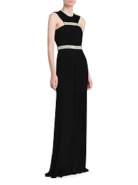 Jersey Crystal-Embellished Sleeveless Gown