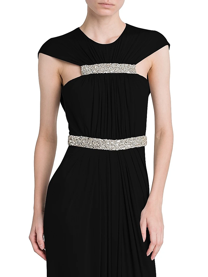 Jersey Crystal-Embellished Sleeveless Gown