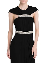 Jersey Crystal-Embellished Sleeveless Gown