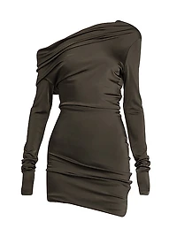 Jersey Asymmetric Long-Sleeve Minidress