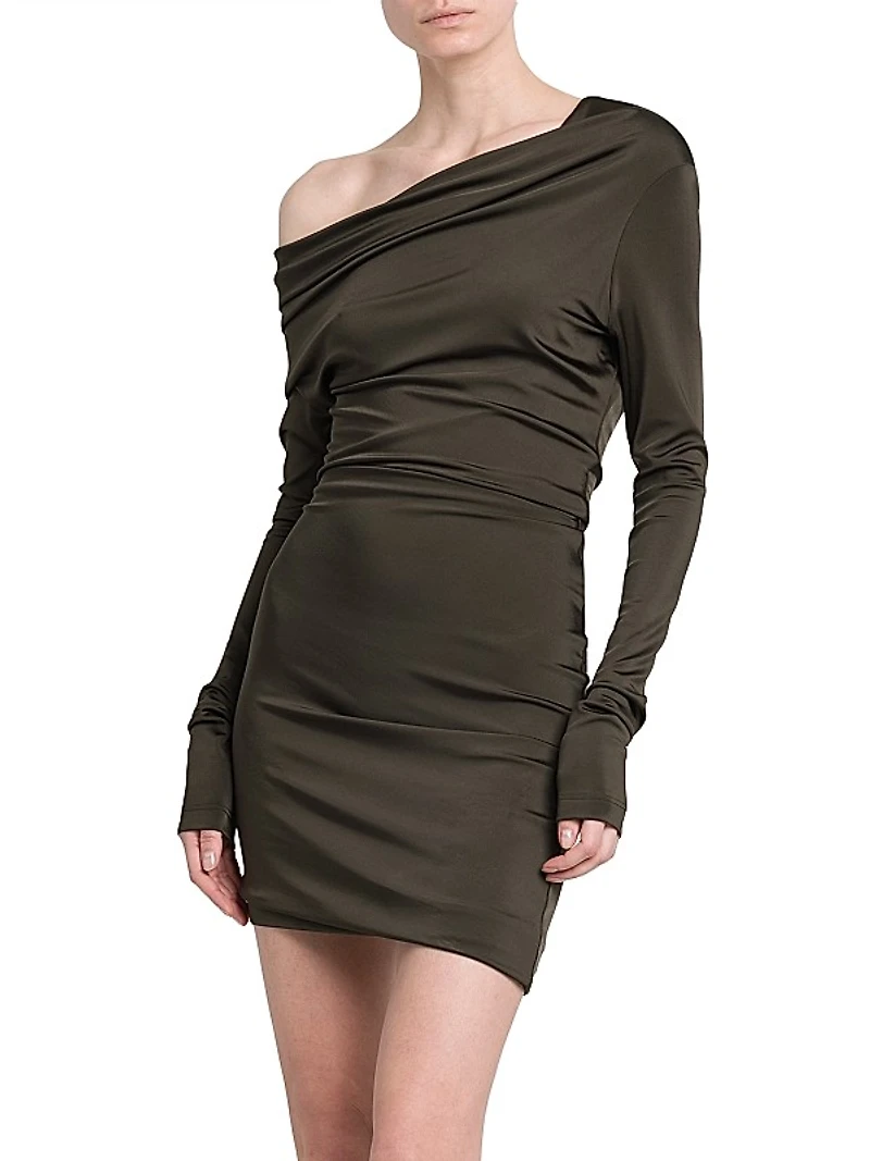 Jersey Asymmetric Long-Sleeve Minidress