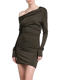 Jersey Asymmetric Long-Sleeve Minidress