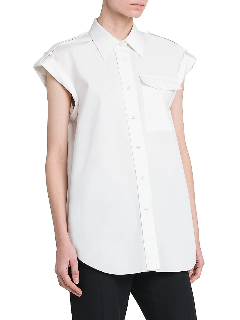 Poplin Cap-Sleeve Shirt